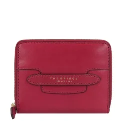 Portafoglio Donna Piccolo Zip Around THE BRIDGE linea Lucrezia in Pelle color Berry