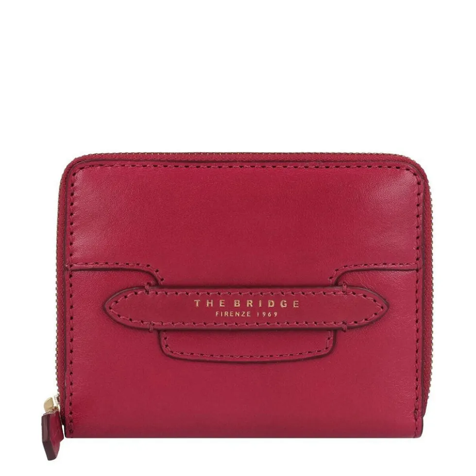 Portafoglio Donna Piccolo Zip Around THE BRIDGE linea Lucrezia in Pelle color Berry