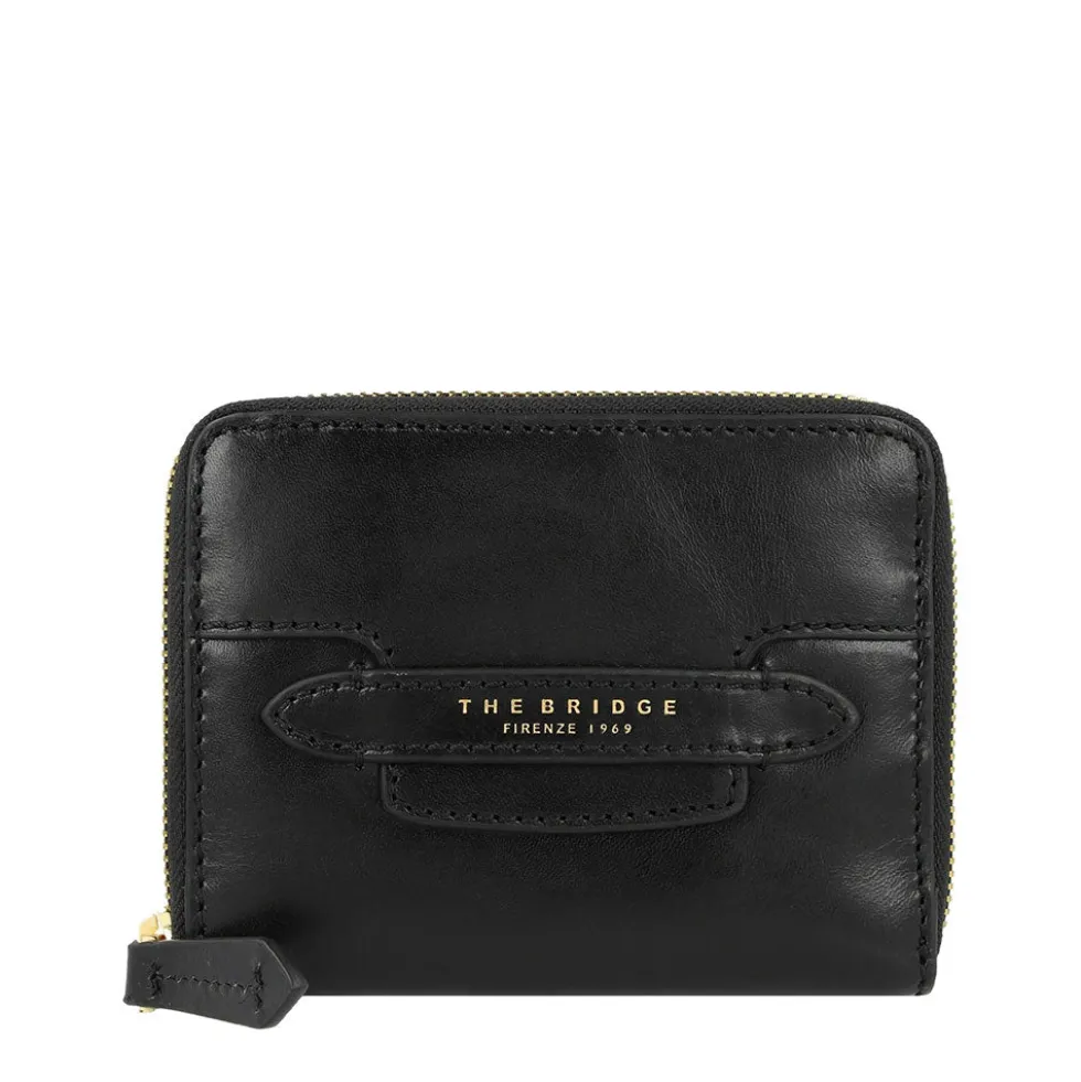 Portafoglio Donna Piccolo Zip Around THE BRIDGE linea Lucrezia in Pelle Nera