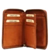 Portafoglio Donna Piccolo Zip Around in Pelle Color Cognac Intrecciata Gianni Conti