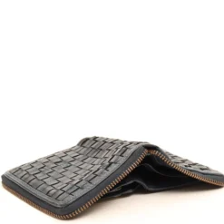 Portafoglio Donna Piccolo Zip Around in Pelle Color Jeans Intrecciata Gianni Conti