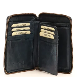 Portafoglio Donna Piccolo Zip Around in Pelle Color Jeans Intrecciata Gianni Conti