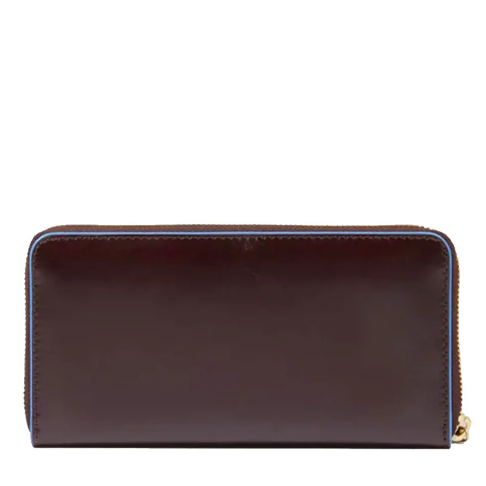 Portafoglio Donna Zip Around PIQUADRO In Pelle Mogano Linea Blue Square - PD3229B2R