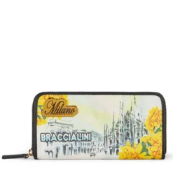 Portafoglio Donna Zip Around BRACCIALINI linea Cartoline stampa Milano