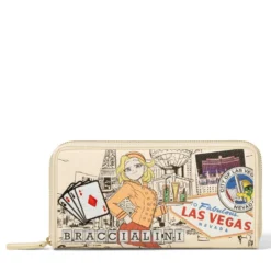 Portafoglio Donna Zip Around BRACCIALINI linea Cartoline stampa Las Vegas