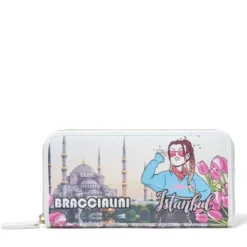 Portafoglio Donna Zip Around BRACCIALINI linea Cartoline stampa Istanbul