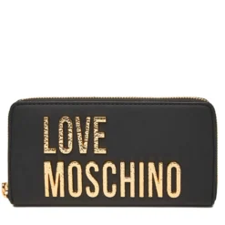 Portafoglio Donna Zip Around LOVE MOSCHINO Nero con Maxi Logo