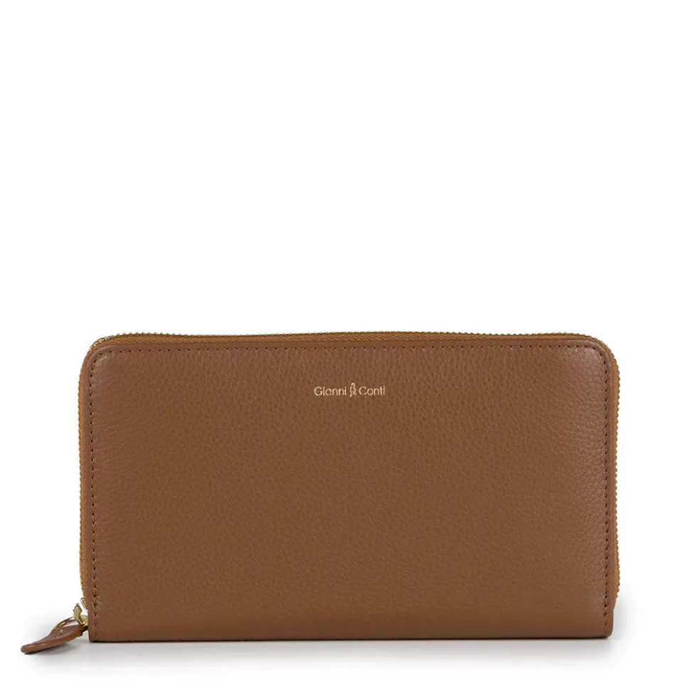 Portafoglio Donna Zip Around GIANNI CONTI linea Oliver in Pelle color Cuoio