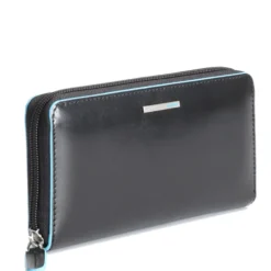 Portafoglio Donna Zip Around PIQUADRO In Pelle Nera Linea Blue Square - PD3229B2R