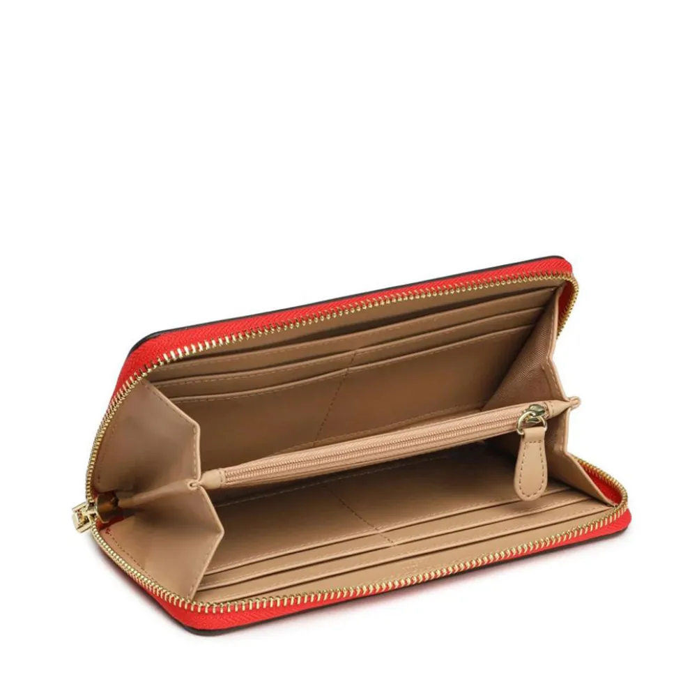 Portafoglio Donna Zip Around LOVE MOSCHINO Effetto Goffrato Rosso