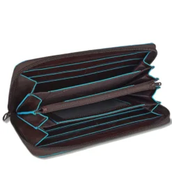 Portafoglio Donna Zip Around PIQUADRO In Pelle Mogano Linea Blue Square - PD1515B2R