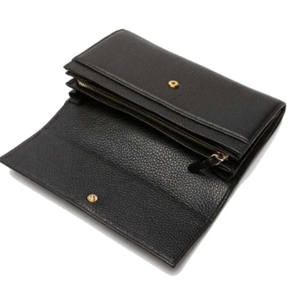 Portafoglio Grande COCCINELLE in Pelle Martellata Linea Metallic Soft colore Nero