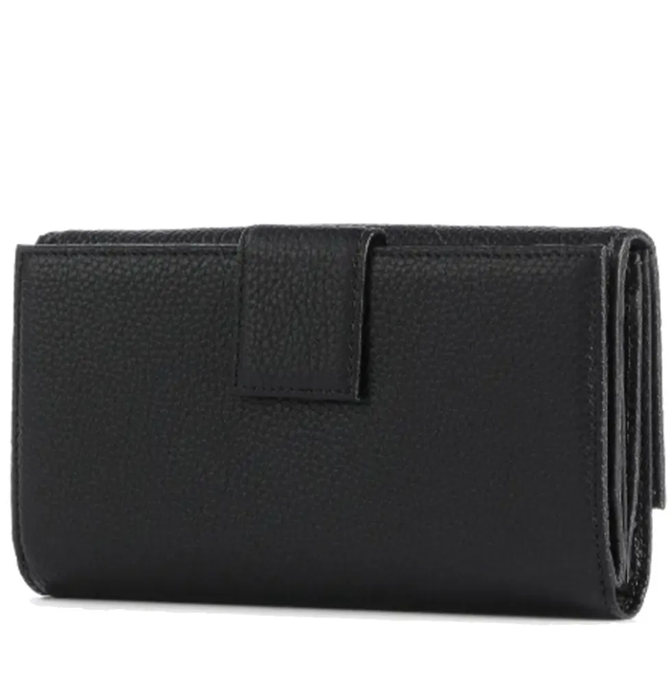Portafoglio Grande COCCINELLE in Pelle Martellata Linea Metallic Soft colore Nero