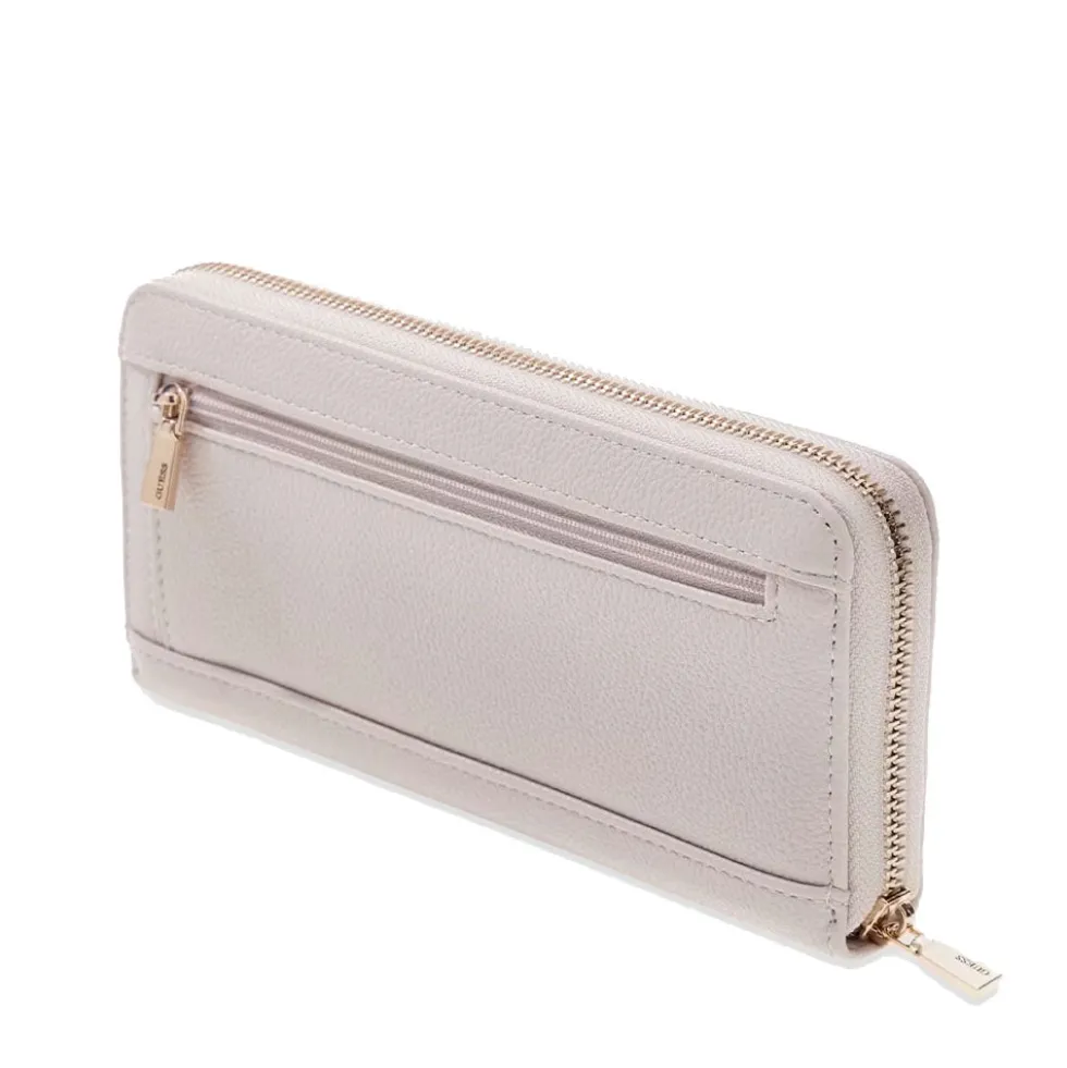 Portafoglio GUESS Chiuso con Zip Linea Laurel colore Ivory