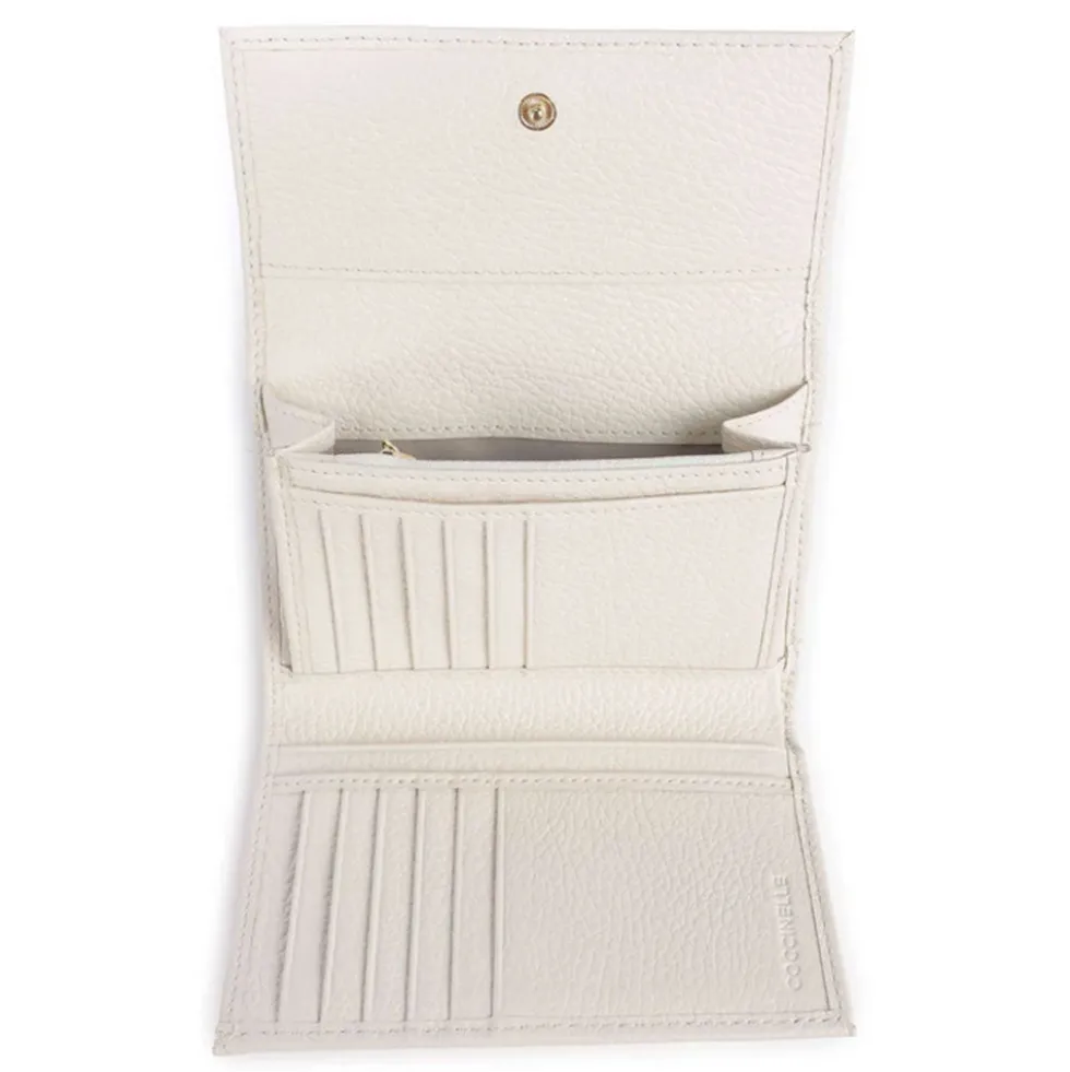 Portafoglio Piccolo COCCINELLE in Pelle Martellata Linea Metallic Soft colore Pearl