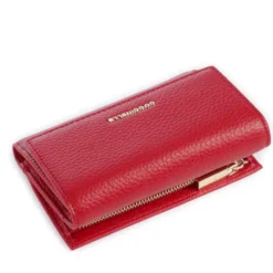 Portafoglio Piccolo COCCINELLE in Pelle Martellata Linea Metallic Soft colore Scarlet
