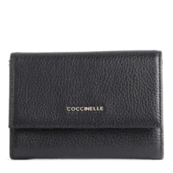 Portafoglio Piccolo COCCINELLE in Pelle Martellata Linea Metallic Soft colore Nero