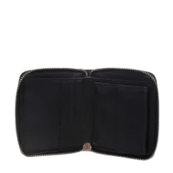 Portafoglio Piccolo GUESS Chiuso con Zip Linea Laurel Colore Nero Stampa Saffiano