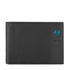 Portafoglio Piquadro Uomo con Portamonete in Pelle Chevron - Nero - PU257P16