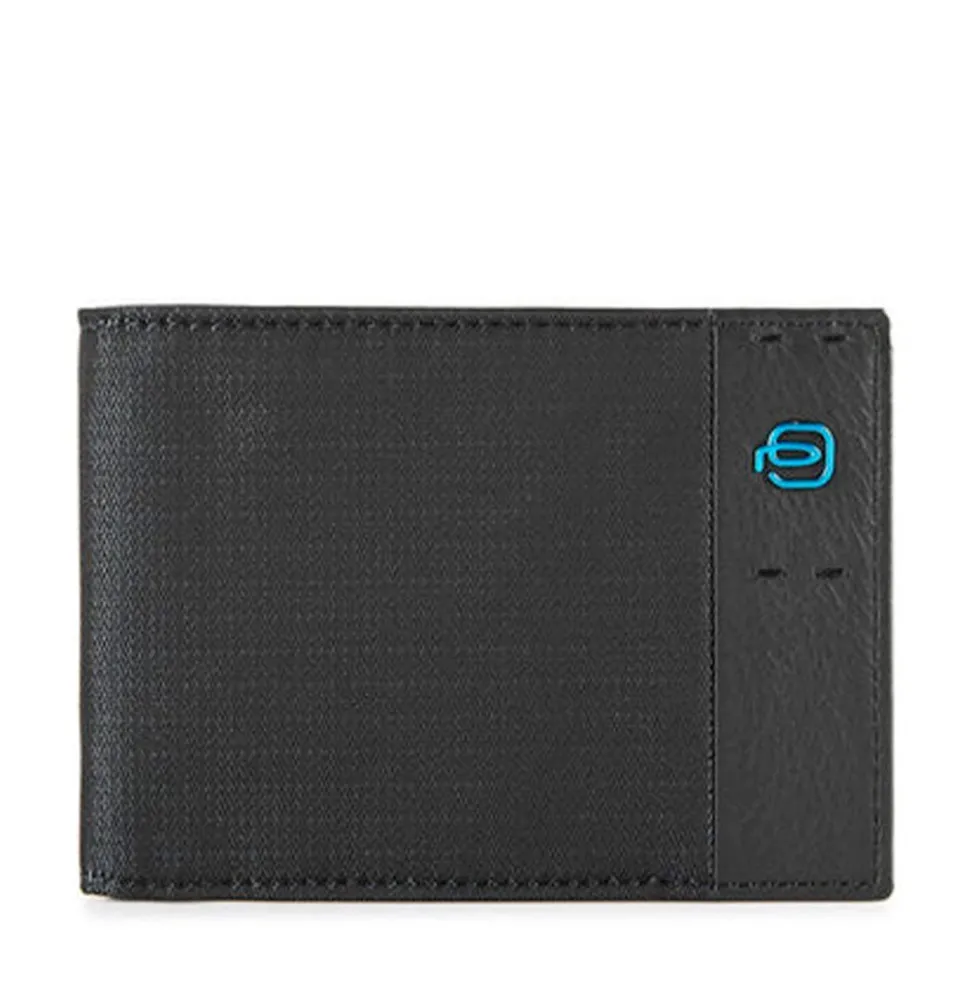 Portafoglio Piquadro Uomo con Portamonete in Pelle Chevron - Nero - PU257P16