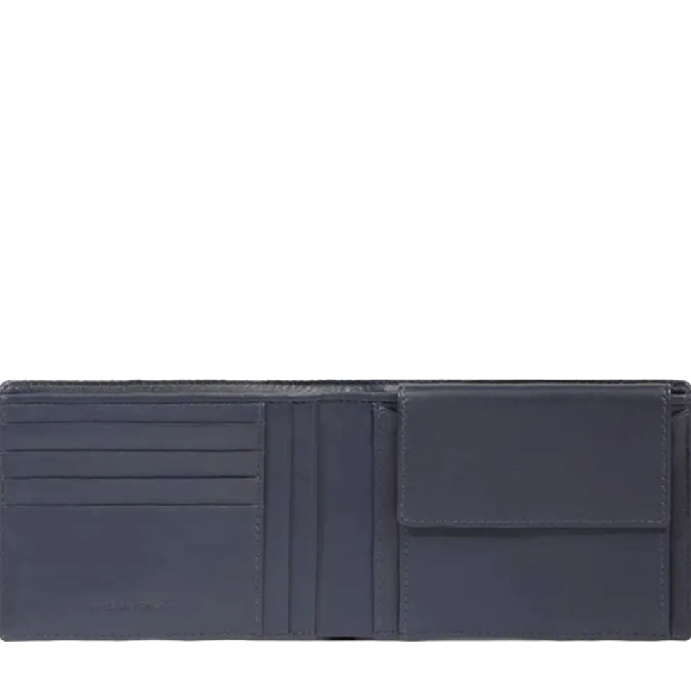 Portafoglio PIQUADRO Uomo con Portamonete In Tessuto e Pelle Blu Linea Orion - PU257S136R