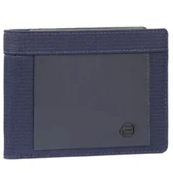 Portafoglio PIQUADRO Uomo con Portamonete In Tessuto e Pelle Blu Linea Orion - PU257S136R