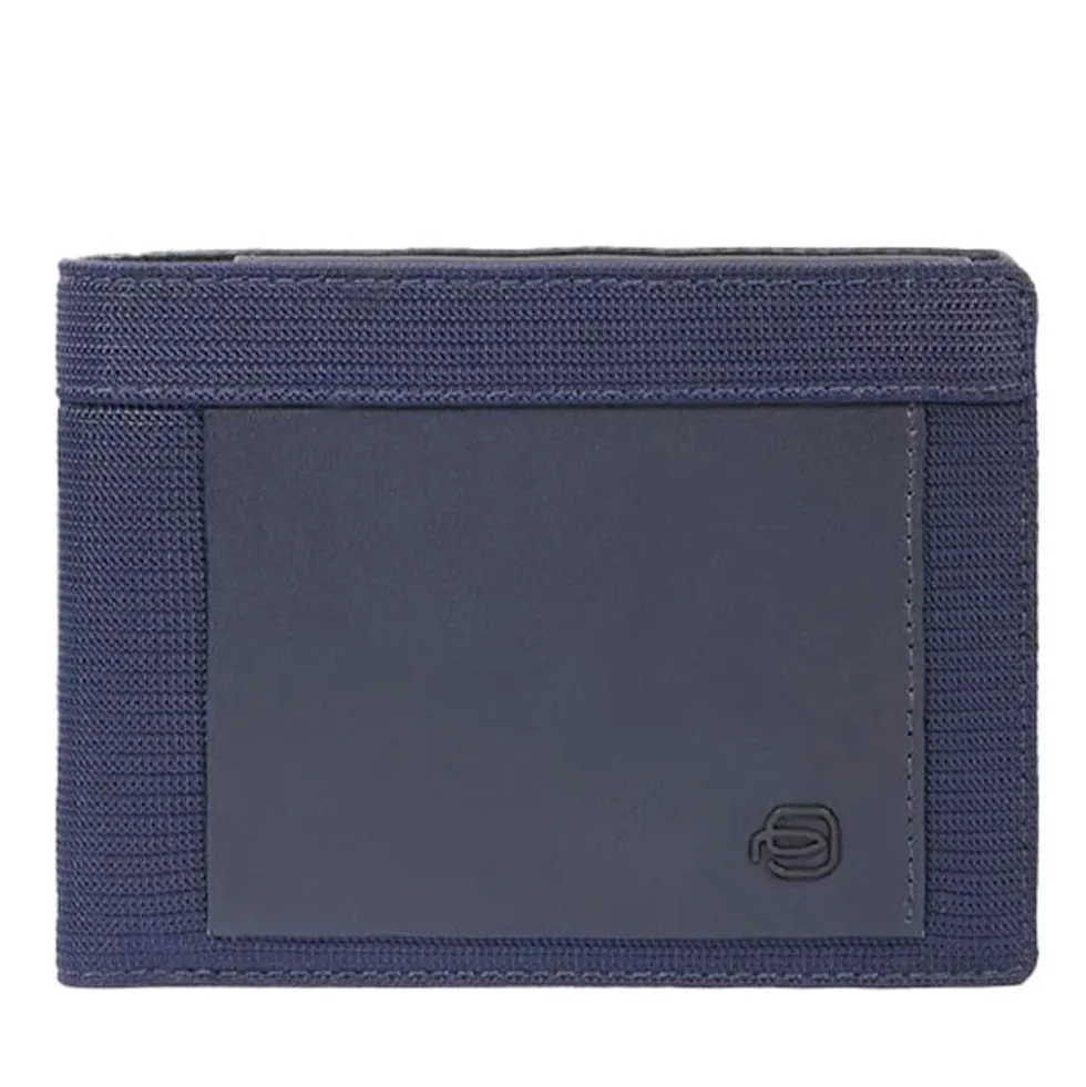 Portafoglio PIQUADRO Uomo con Portamonete In Tessuto e Pelle Blu Linea Orion - PU257S136R