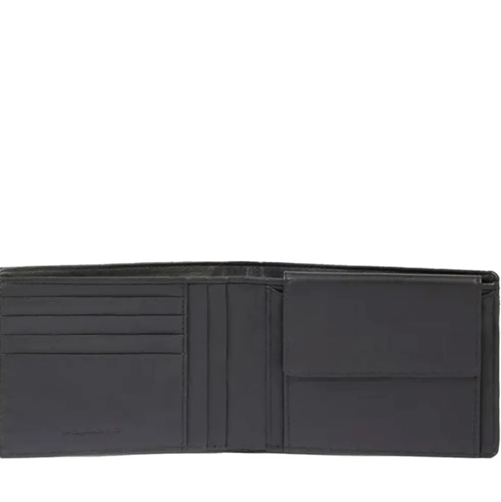 Portafoglio PIQUADRO Uomo con Portamonete In Tessuto e Pelle Colore Nero Linea Orion - PU257S136R
