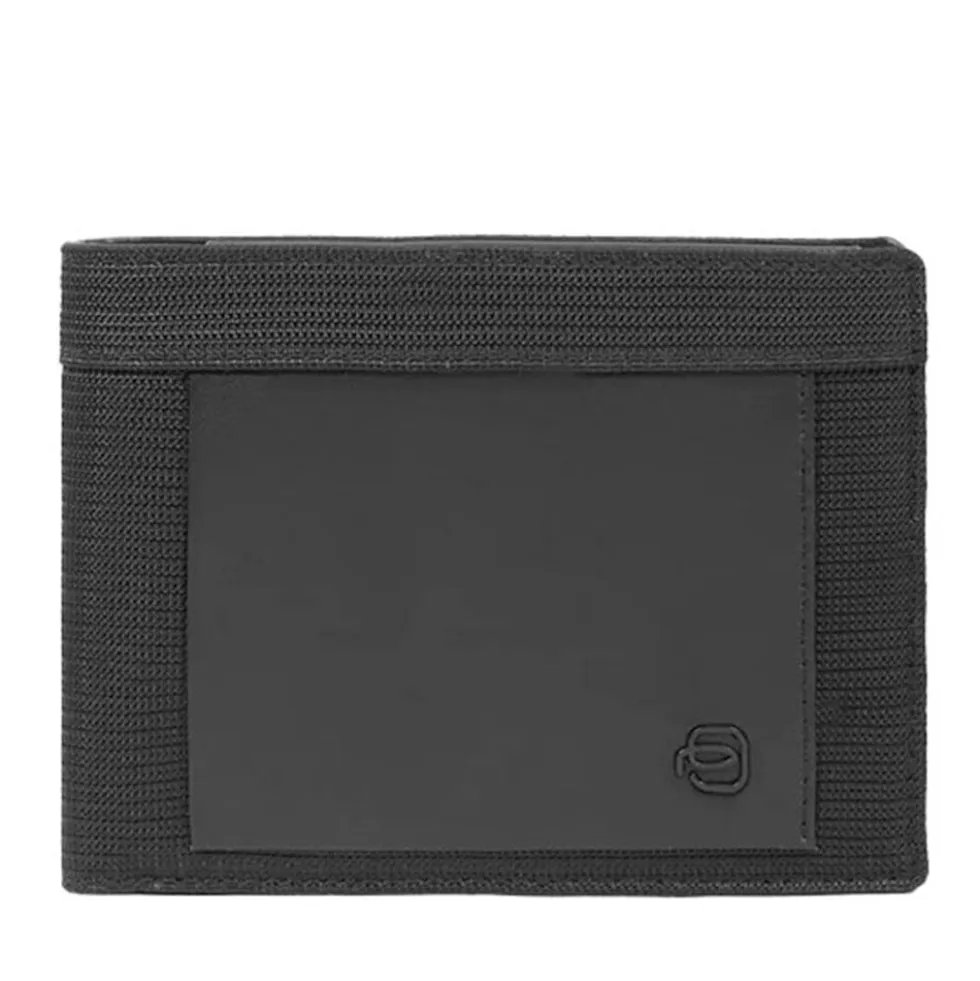 Portafoglio PIQUADRO Uomo con Portamonete In Tessuto e Pelle Colore Nero Linea Orion - PU257S136R