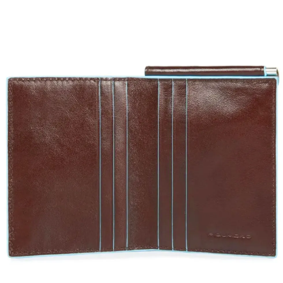 Portafoglio Uomo con Ferma Banconote PIQUADRO In Pelle Mogano Linea Blue Square - PU3890B2R