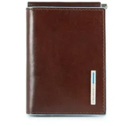 Portafoglio Uomo con Ferma Banconote PIQUADRO In Pelle Mogano Linea Blue Square - PU3890B2R