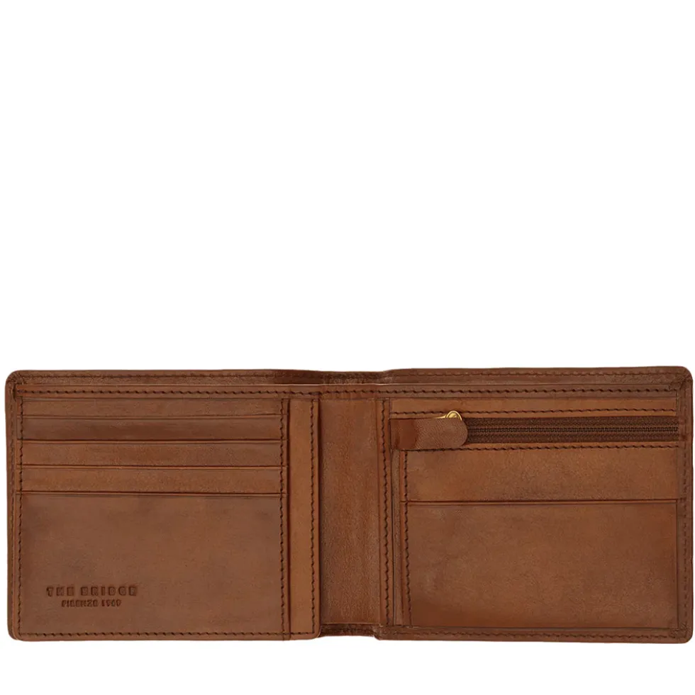 Portafoglio Uomo con Pattina e Portamonete THE BRIDGE In Pelle Marrone linea Story 01402301
