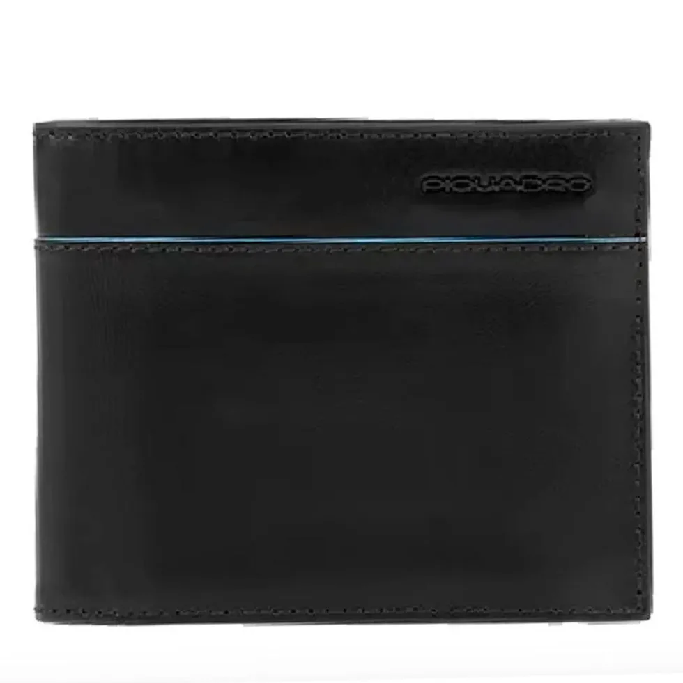 Portafoglio Uomo con Portacarte PIQUADRO In Pelle Nera Linea Revamp - PU3891B2VR