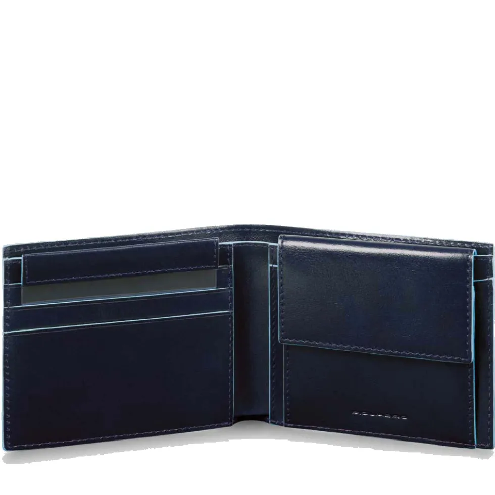 Portafoglio Uomo PIQUADRO in Pelle Blu con Portamonete Linea Blue Square - PU4188B2R