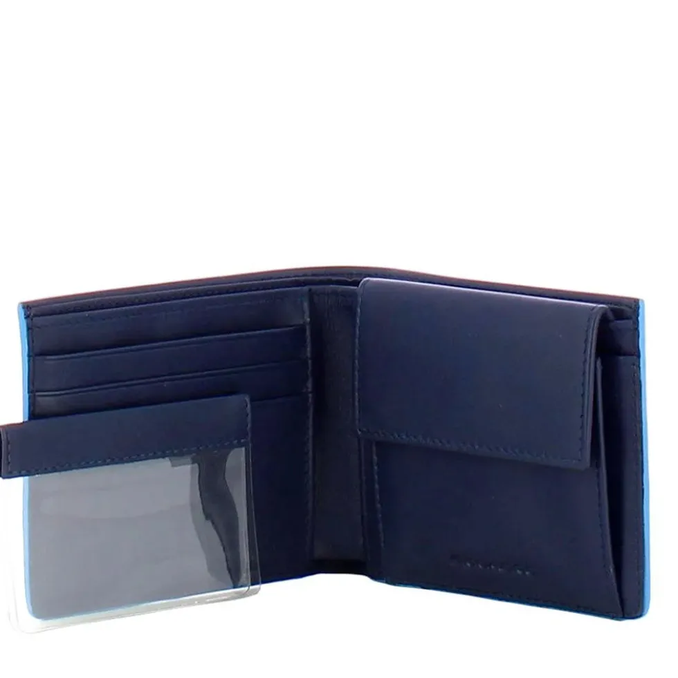 Portafoglio Uomo PIQUADRO in Pelle Blu con Portamonete Linea Atlas - PU4188S138R