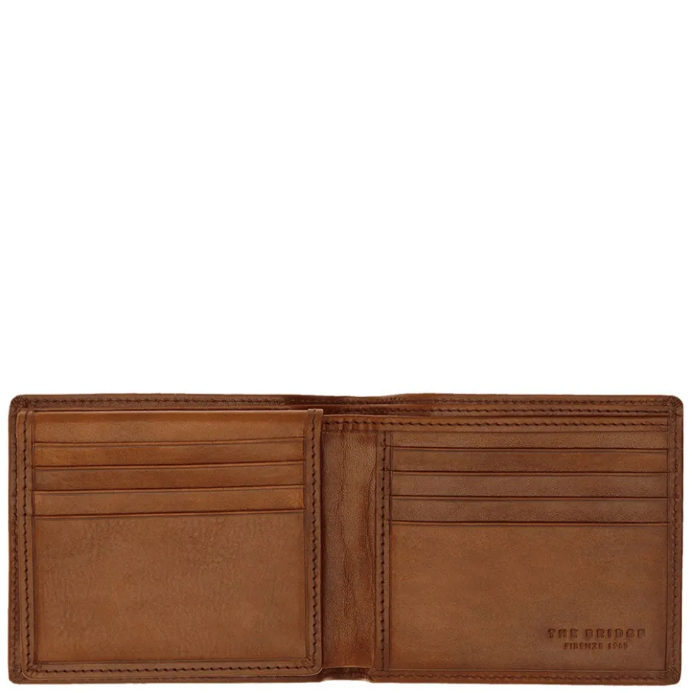 Portafoglio Uomo Portacarte con Pattina THE BRIDGE In Pelle Marrone linea Story Made in Italy