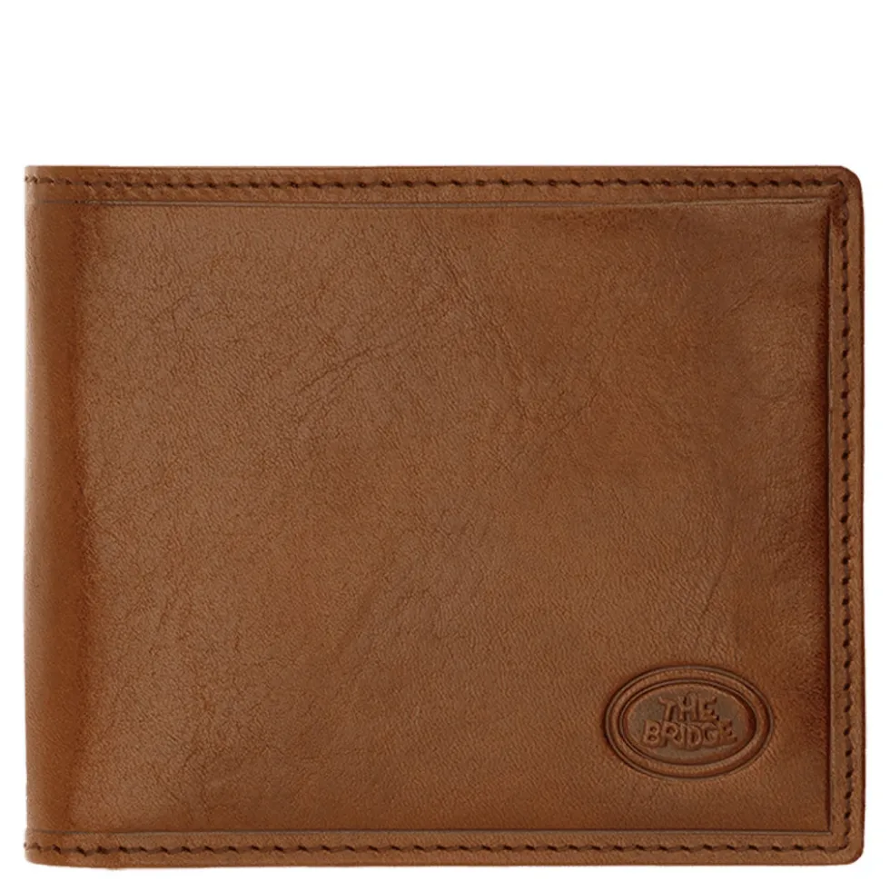 Portafoglio Uomo Portacarte con Pattina THE BRIDGE In Pelle Marrone linea Story Made in Italy
