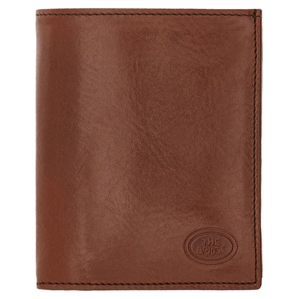 Portafoglio Uomo Verticale con Pattina e Portamonete THE BRIDGE In Pelle Marrone linea Story 01480001