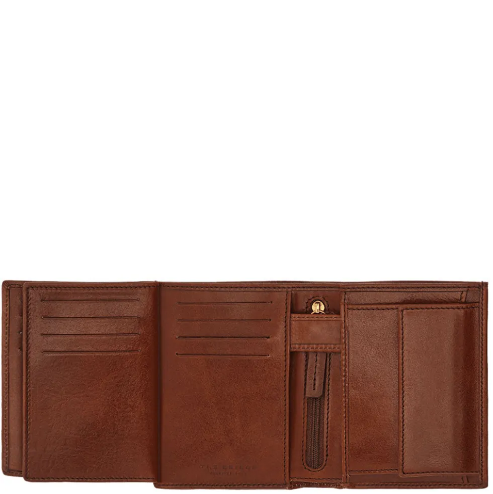 Portafoglio Uomo Verticale con Pattina e Portamonete THE BRIDGE In Pelle Marrone linea Story 01480001