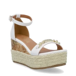 Sandali Donna con Zeppa 1A Classe Alviero Martini in Eco Nappa Bianca 1403