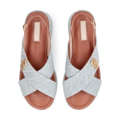 Sandali Donna con Zeppa LIU JO Flo 03 in Denim Monogram Light Blue