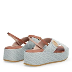 Sandali Donna con Zeppa LIU JO Flo 03 in Denim Monogram Light Blue