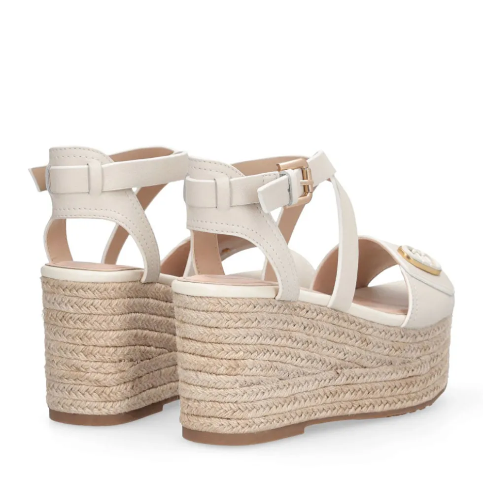 Sandali Donna con Zeppa LIU JO Bali 01 in Pelle color Latte