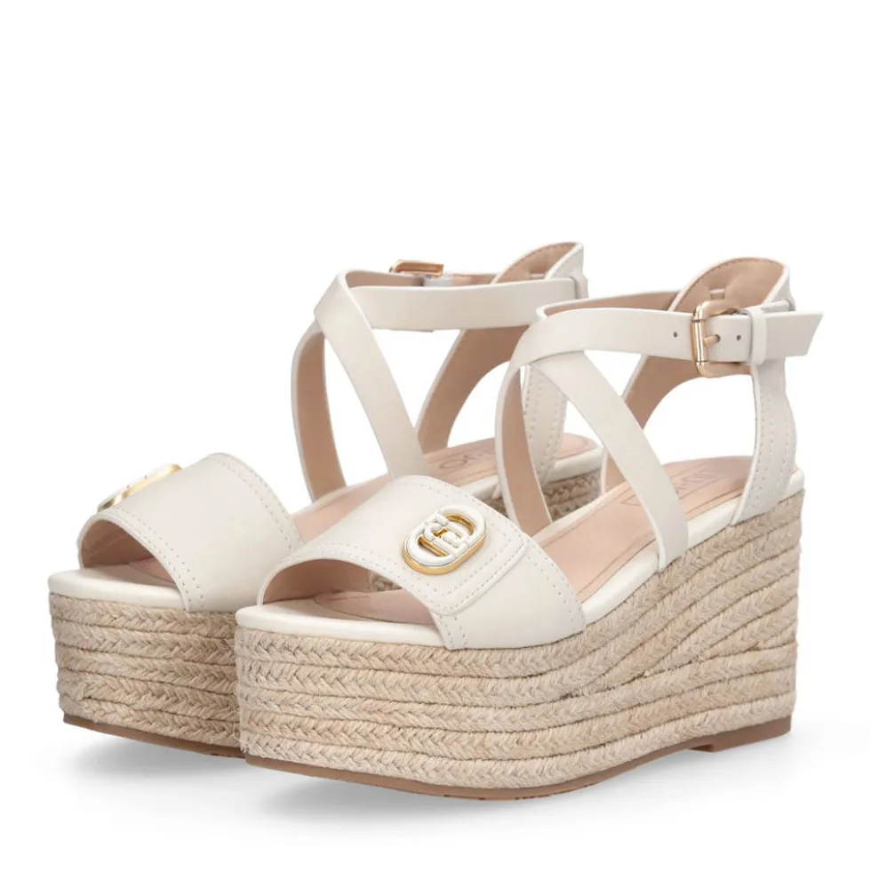 Sandali Donna con Zeppa LIU JO Bali 01 in Pelle color Latte