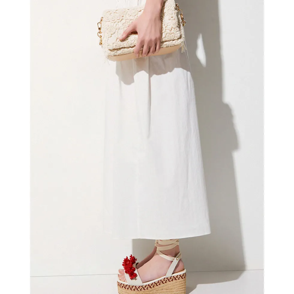 Sandali Donna con Zeppa LIU JO Bali 02 in Cavas Beige e Rosso Corallo