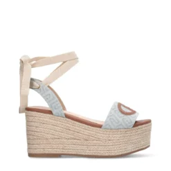 Sandali Donna con Zeppa LIU JO Bali 02 in Denim Jacquard Light Blue