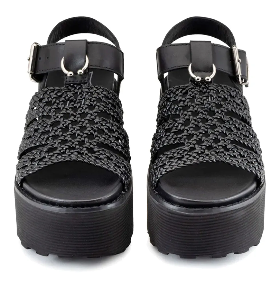 Sandali Donna CULT Nancy 4749 in Pelle Intrecciata Nera