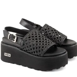 Sandali Donna CULT Nancy 4746 in Pelle Intrecciata Nera