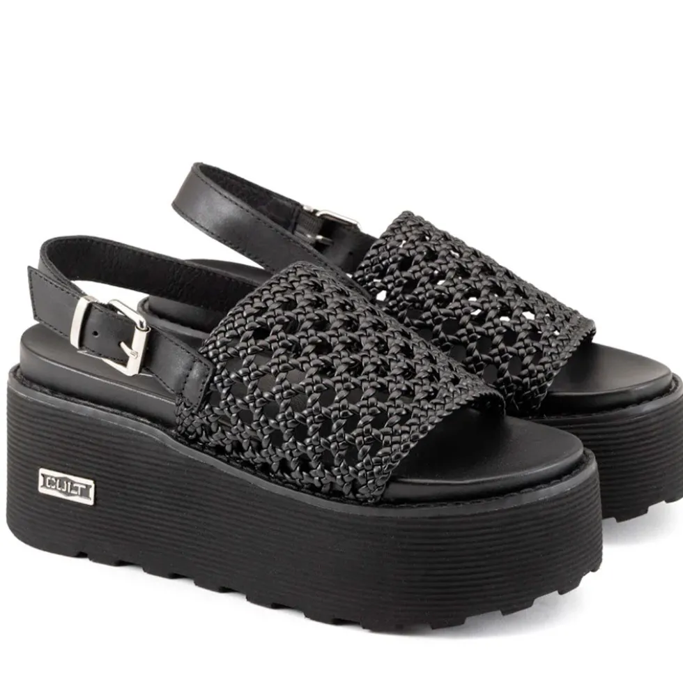 Sandali Donna CULT Nancy 4746 in Pelle Intrecciata Nera