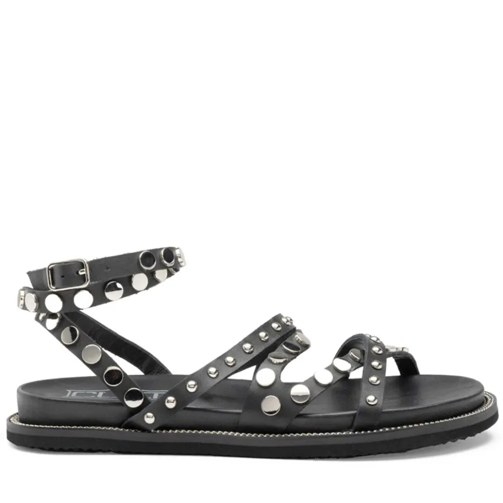 Sandali Donna CULT Roshelle 3886 in Pelle Colore Nera con Borchie Piatte